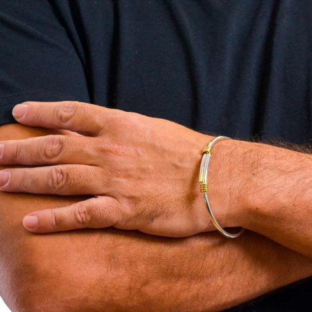 Men's bracelet with two knots with gold and silver thread