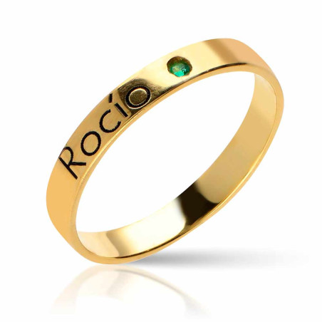 anillo plata chapado en oro personalizado