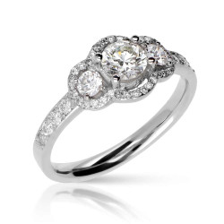 Anillo Solitario Tres Diamantes Oro Blanco