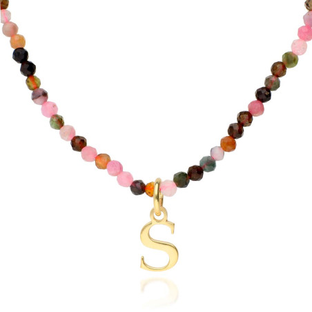 Collar inicial personalizada con turmalina