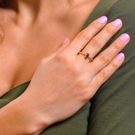 Gold and precious stone ring for women