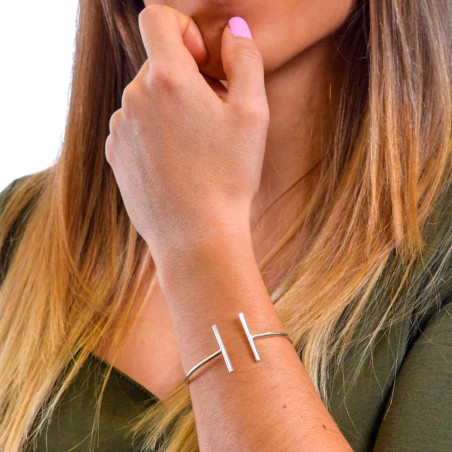 Pulsera para mujer con dos barras paralelas en plata