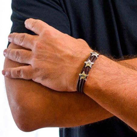 Men's bracelet with personalized stars in silver