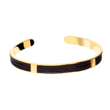 Carrara gold and leather bracelet