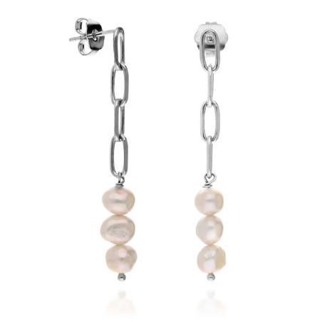 Pendientes cadenetas forzada con perlas