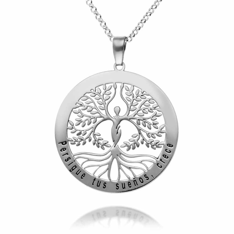 Tree of life roots necklace with personalized phrase