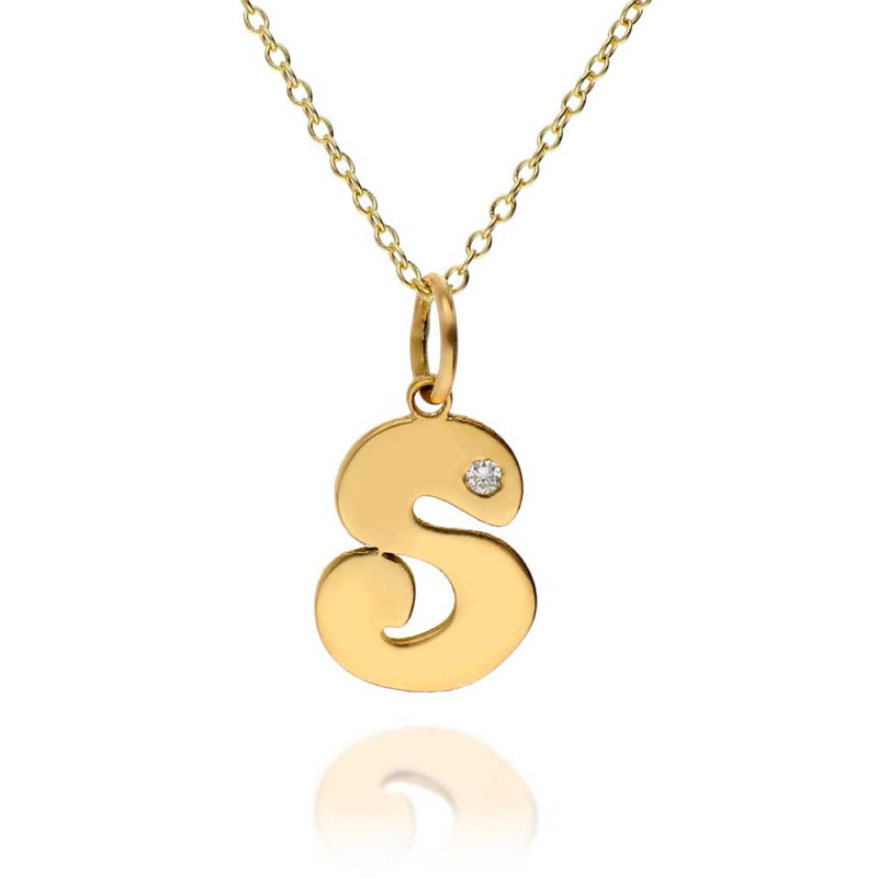 Personalized gold and diamond initial necklace