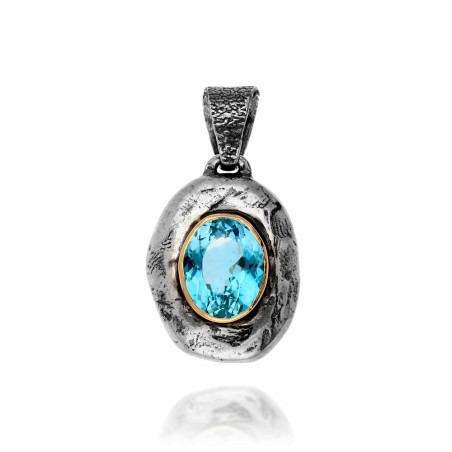 Colgante Berta aguamarina plata y oro