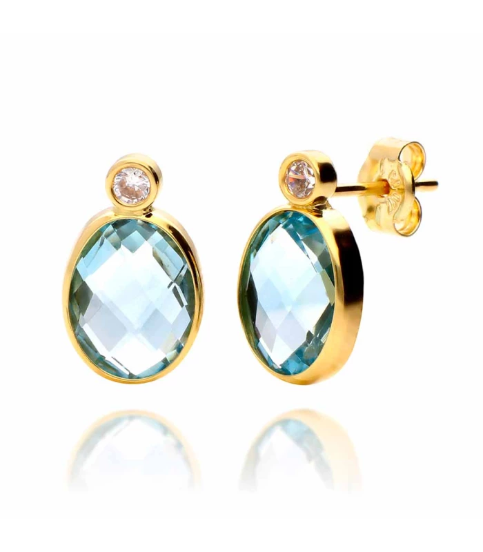 Topaz and zirconite earring in gold