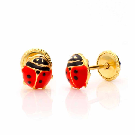 Ladybug Earrings in Gold