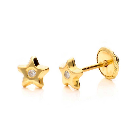 Pendientes estrella de oro y una circonita