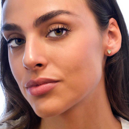 Pendientes para mujer con forma de corazón de Oro y nácar.