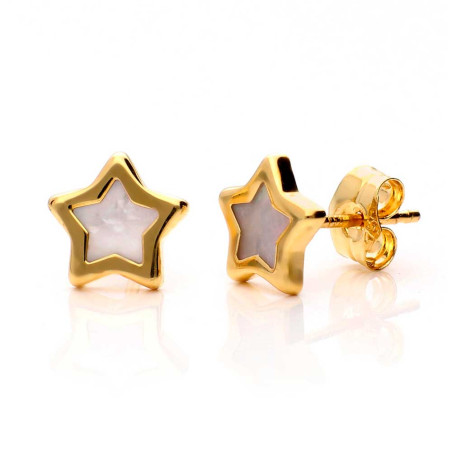 Gold and mother-of-pearl star earring for women