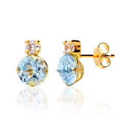 Pendientes Aguamarina Circonita Oro