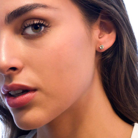 Women's gold earrings with a topaz