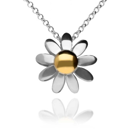 Collar en forma de margarita con el centro de oro