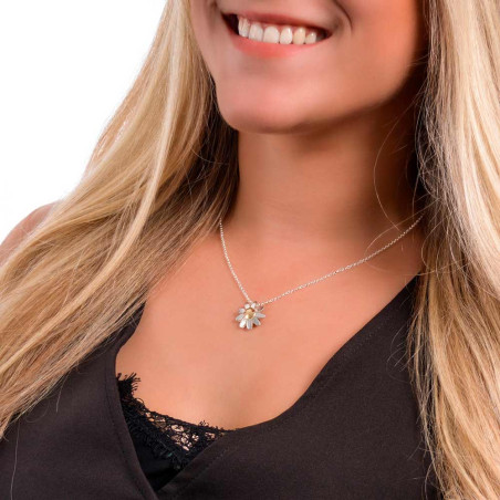 Collar margarita en plata y oro para mujer