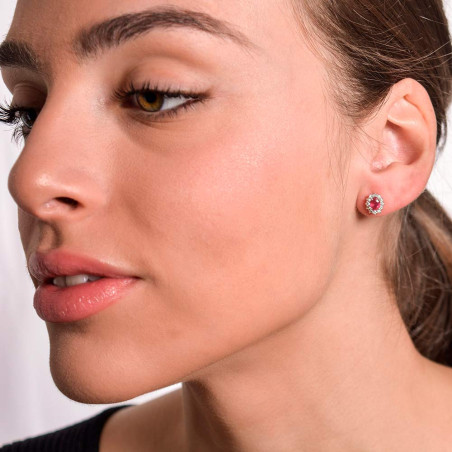 Ruby Rosette Diamond Earring – Gold Earrings – vista 2