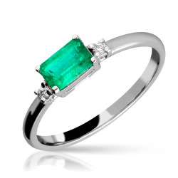 Anillo Esmeralda 6x4 Oro Blanco