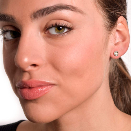 Pendientes chatón diamante mediano para mujer