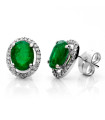 White Gold, Emerald and Diamond Earrings