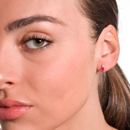 White gold gala earrings with ruby and diamonds