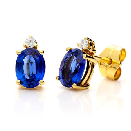 18k gold earrings with kyanite and diamonds