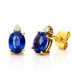 Yellow Gold Earrings with Kyanite and Diamond