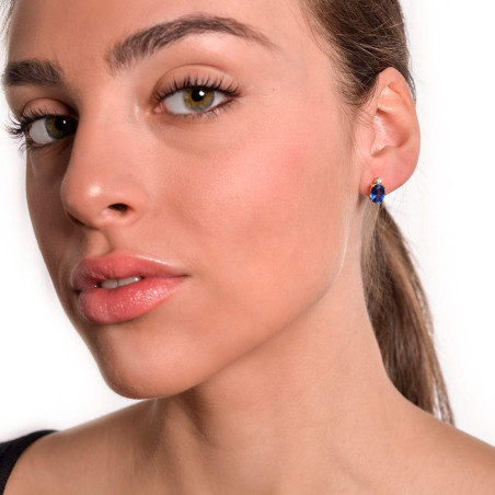 Pendientes en oro amarillo para mujer con cianita azul y diamante