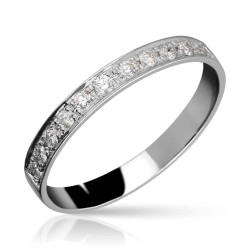Alianza Oro Blanco Plana con Diamantes