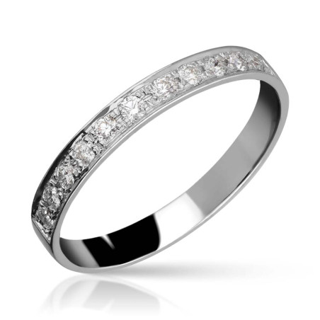 Alianza oro blanco plana con diamantes