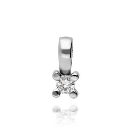 Colgante oro blanco con diamante 4 garras
