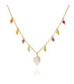 Donna Pearl Necklace with Multicolor Stone