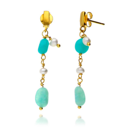 Amazonite and pearl earrings, from the Donna collection