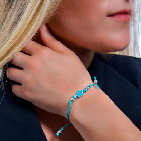 Pulsera mujer con jazmín en color azul