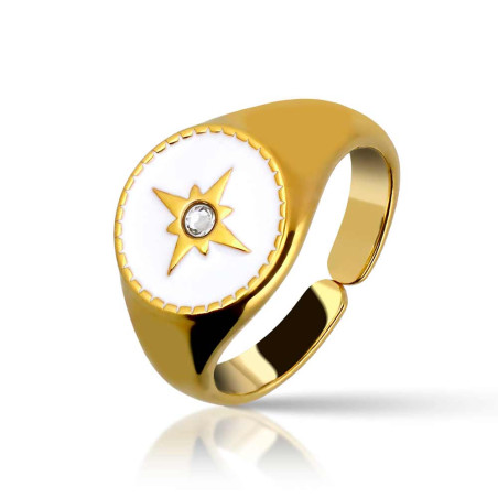 anillo de plata chapada en oro con circonita