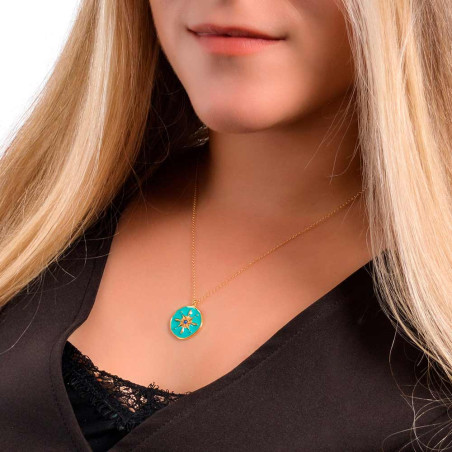 Collar estrella polar con esmalte turquesa