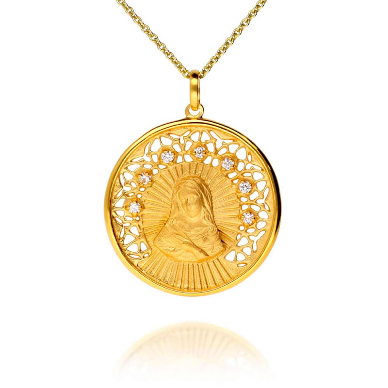 Collar medalla virgen piedras