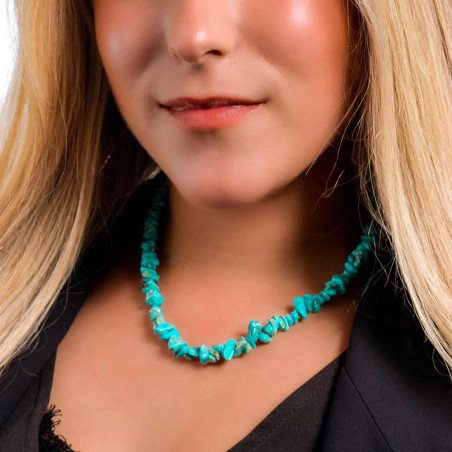 Turquoise stone necklace for women with sailor brooch