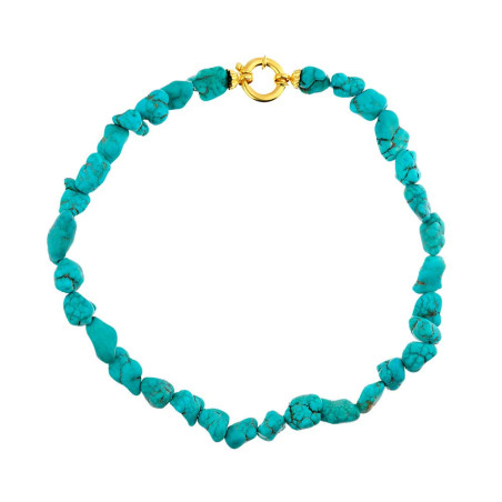 Turquoise necklace set with gold-plated silver sailor clasp