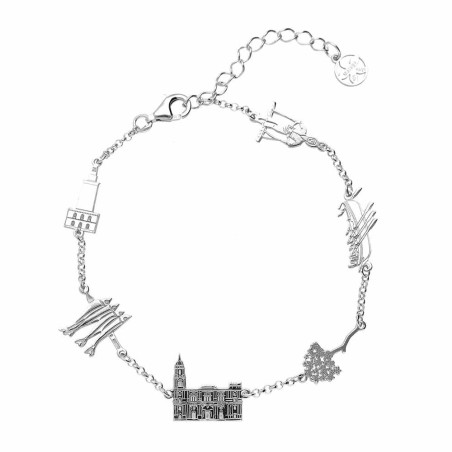Malaga bracelet in silver, with typical Malaga monuments.
