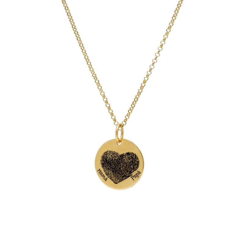 Golden necklace with footprints of lovers
