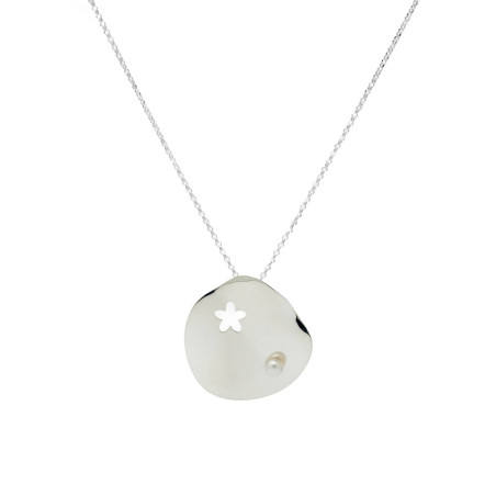 Pearl Jasmine Flower Necklace in Silver