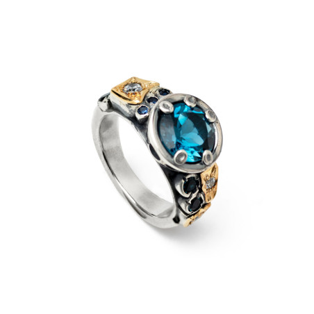 anillo de plata y oro
