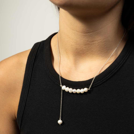 Collar para mujer con perlas y cadena de plata