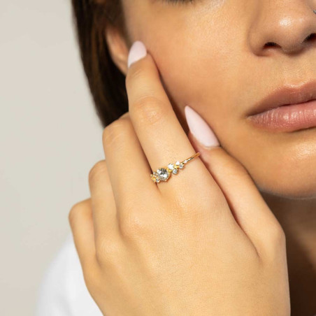 Anillo diamante para pedida en oro amarillo y oro blanco