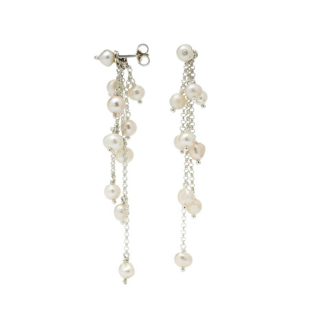 Pendientes Giorno cadena y perlas en plata