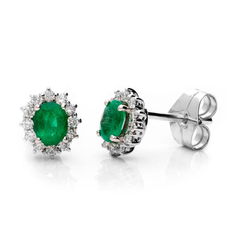 Emerald and diamond earrings