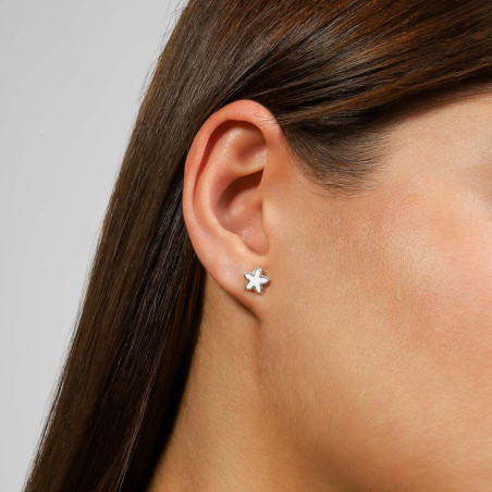 Jasmine flower earrings with porcelain enamel