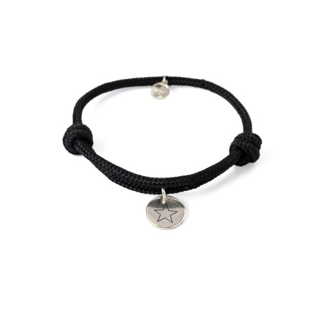 Pulsera medalla personalizada con cordino negro